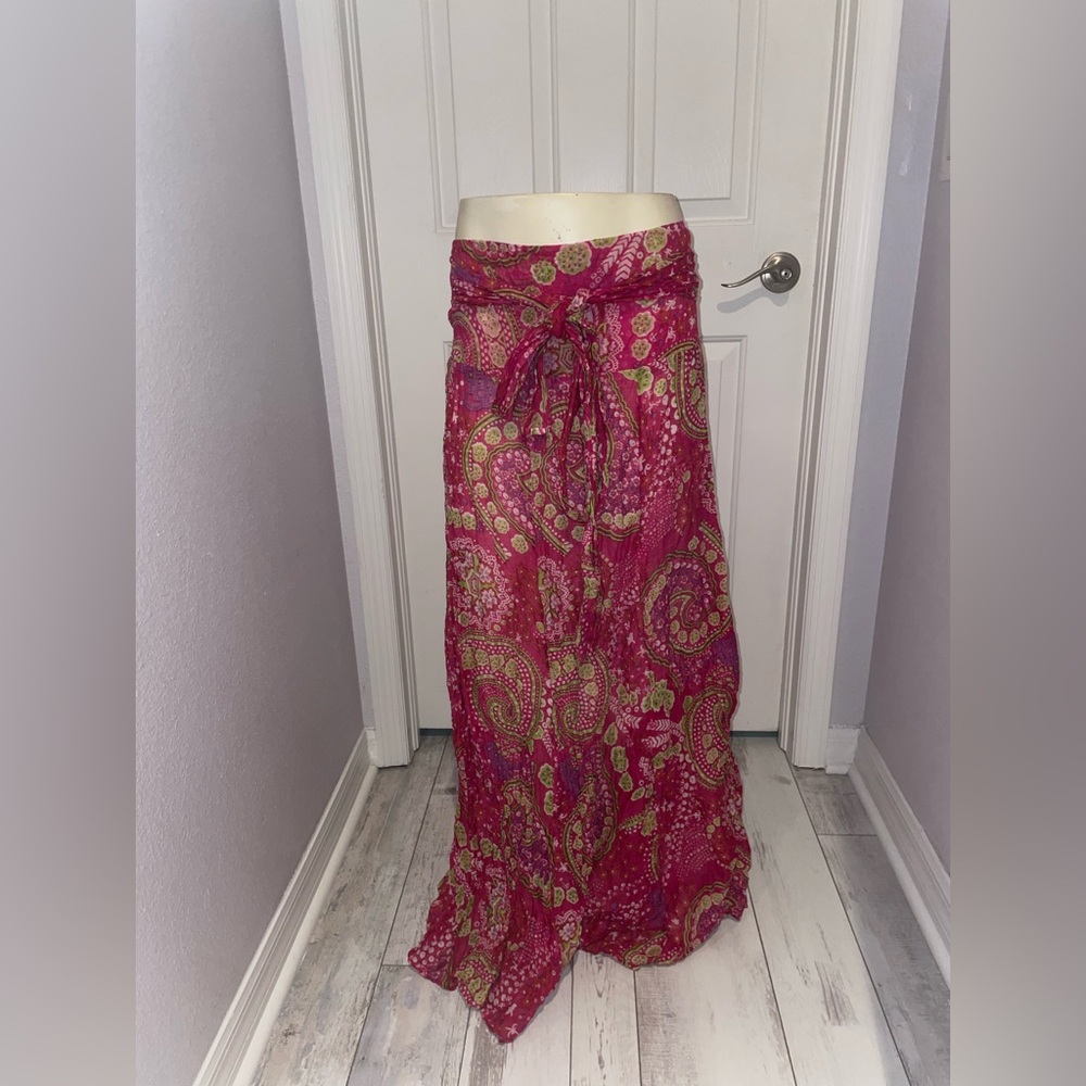 JP & Mattie Pink and Green Paisley Maxi Skirt